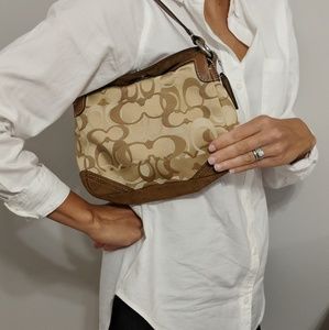 Coach Signature suede trim purse w turnlock